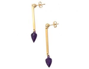 Gemshine - Damen - Ohrringe  - Vergoldet - Amethyst - Tropfen - Facettiert - Violett - 3,9 cm