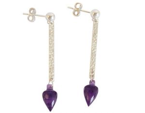 Gemshine - Damen - Ohrringe  - 925 Silber - Amethyst - Tropfen - Facettiert - Violett - 3,9 cm