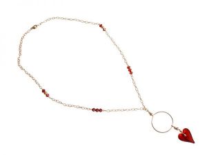 Gemshine  - Damen - Herz - Halskette - Anhnger - Vergoldet - Wld Heart Halskette *Red Magma* - Rot - MADE WITH SWAROVSKI ELEMENTS - 45 cm