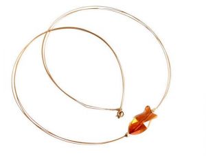 Gemshine - Damen - Halskette - Fisch - *Crystal Copper* - Gelb - Orange - Vergoldet - MADE WITH SWAROVSKI ELEMENTS - 45 cm