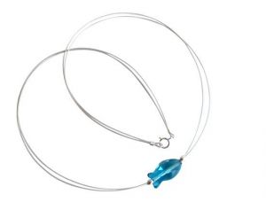 Gemshine - Damen - Halskette - Fisch - *Indicolite* - Blau - 925 Silber - MADE WITH SWAROVSKI ELEMENTS - 45 cm