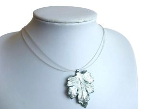 Gemshine - Damen - Halskette - Anhnger - 925 Silber - Blatt - Chrysanthem - Natur - 3,5 cm