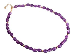 Gemshine - Damen - Halskette  - Vergoldet - Amethyst - Facettiert - Ovalschliff - Violett - 45 cm