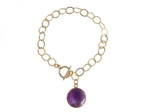 Gemshine - Damen - Armband - Vergoldet - Amethyst - Violett - CANDY