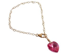 Gemshine  - Damen - Herz - Armband - Vergoldet - Rosa - MADE WITH SWAROVSKI ELEMENTS - Grenverstellbar