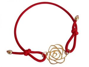 Gemshine - Damen - Armband - KNOTS Art Deco Blume - Rose - Vergoldet - Rot - Grenverstellbar