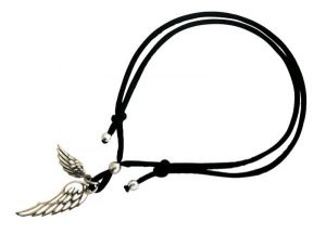 Gemshine - Damen - Armband - WINGS - 925 Silber - Schwarz - Grenverstellbar