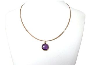 Gemshine - Damen - Halskette - 925 Silber - Vergoldet - Amethyst - Violett - CANDY - 45 cm