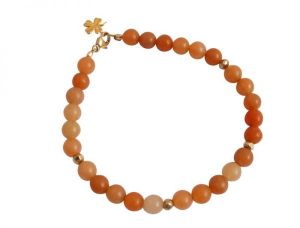 Gemshine - Damen - Armband - Aventurin - Orange - Vergoldet - 6 mm