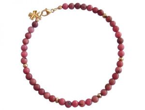 Gemshine - Damen - Armband - Edelstein - Rosa - Vergoldet - 4 mm