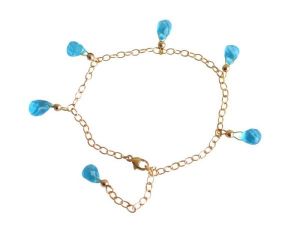 Gemshine - Damen - Armband - Vergoldet - Topas Quarz - Tropfen - Facettiert - Blau - Grenverstellbar