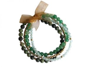 Gemshine - Damen - Armband Set - Fresh Mint Gold - Aquamarin - Aventurin - Blau - Grn - Vergoldet