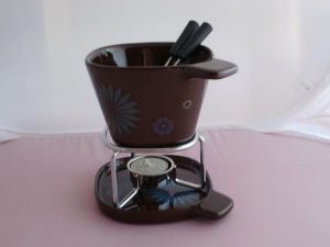 Fondue-Becher-Set flower aus Keramik