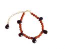 Gemshine - Damen - Armband - Bernstein - Granat - Vergoldet - Orange - Gelb - Rot - Gold