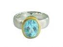 Gemshine - Damen - Ring - Silber 925 - Vergoldet - Topas - Blau