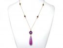 Gemshine - Damen - Halskette - Vergoldet - Jade - Amethyst - Violett - Lila - PARTY DROPS - 45 cm