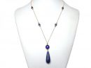 Gemshine - Damen - Halskette - Vergoldet - Onyx - Lapis Lazuli - Blau - PARTY DROPS - 45 cm