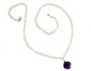 Gemshine - Damen - Halskette  - Vergoldet - Amethyst - Facettiert - Violett - 45 cm