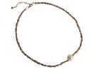 Gemshine - Damen - Halskette - Diamant  - Champagner - Bronze - Perle - Wei - 45 cm