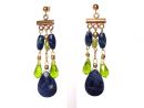 Gemshine - Damen - Chandelier - Ohrringe - Vergoldet - Lapis Lazuli - Blau - Peridot - Grn - Tropfen - 4 cm