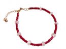 Gemshine - Damen - Armband - Vergoldet - Rubin - Rot - Mondstein - Wei - Facettiert