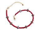 Gemshine - Damen - Armband - Vergoldet - Rubin - Rot - Labradorit - Grau - Facettiert