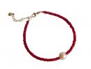 Gemshine - Damen - Armband - Vergoldet - Rubin - Rot - Perle - Wei