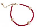 Gemshine - Damen - Armband - Vergoldet - Rubin - Rot - Perle - Wei