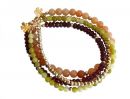 Gemshine - Damen - Armband Set - Golden Jade - Granat  - Rot - Grn - Vergoldet