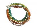 Gemshine - Damen - Armband Set - Silber Leaves - Jade - Aventurin - Grn - Orange - 925 Silber